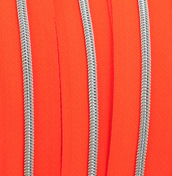 Preview: Endlosreißverschluss metallisiert schmal neonorange/silber (1m)